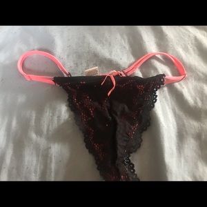 Adjustable strap lace neon thong